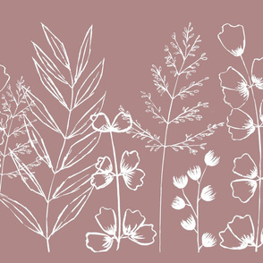 Grass Fields - White on Dusty Pink Large Scale