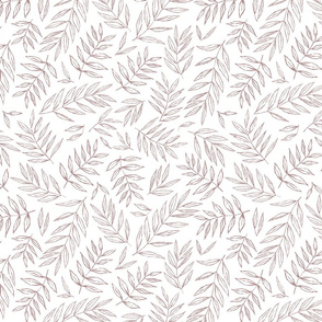 Scattered Leaves - Dusty Pink on White Medium Scale