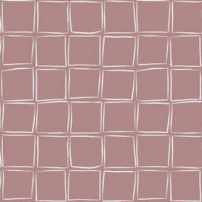 Skew Squares - White on Dusty Pink Medium Scale