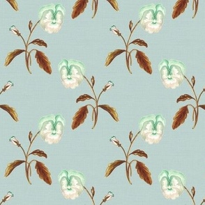 Pansy Bronze on Pale Vintage Blue Green