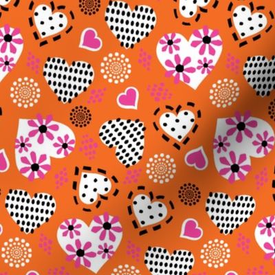 Valentine Hearts & Flowers-Orange