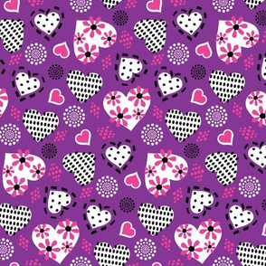 Valentine Hearts & Flowers-Violet