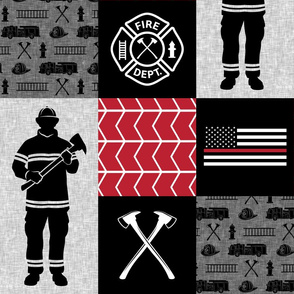 firefighter patchwork - thin red line flag  - fire dept.  - LAD19