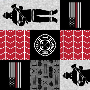 firefighter patchwork - thin red line flag  - fire dept. (90) - LAD19