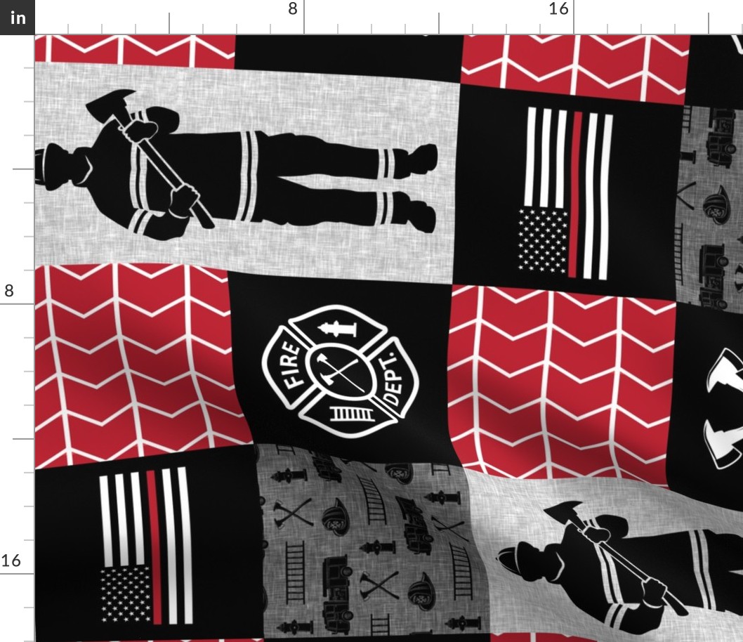 firefighter patchwork - thin red line flag  - fire dept. (90) - LAD19