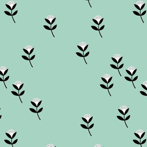 Christmas sweet cotton flowers botanical floral spring summer print spring mint green