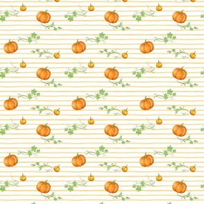 Pumpkins watercolour stripe orange on white - small scale