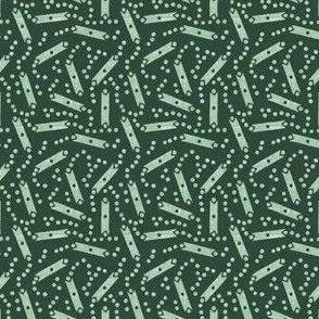 Shuttle and Dot in Dark Green with Light Green