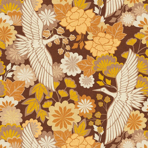 Cranes and Chrysanthemums {Autumn} - medium