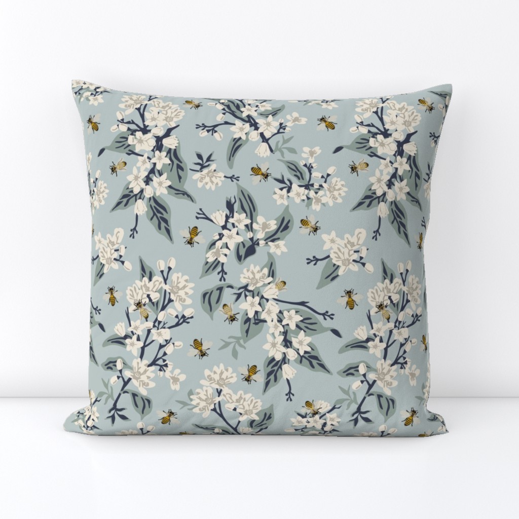 Flowers & Honey Bees - Large - Blue