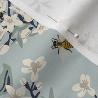 Flowers & Honey Bees - Large - Blue