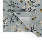 Flowers & Honey Bees - Large - Blue