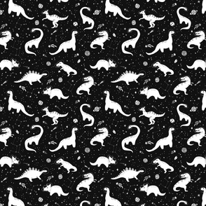 Space Dinosaurs - Black + White