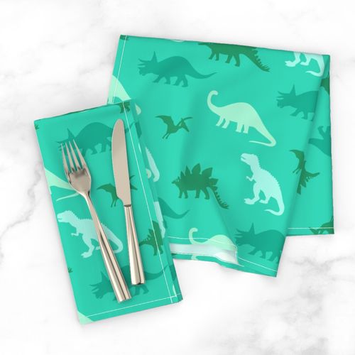 Aqua + Green Dinosaur Silhouettes