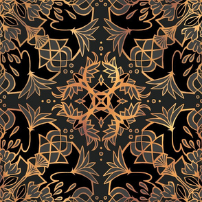 Mandala Lotus Black + Gold