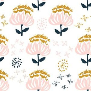 6" Gold Pink and Navy Florals