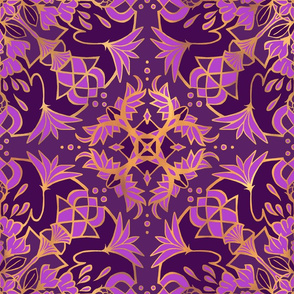 Mandala Lotus  Purple + Gold