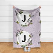 Lavender Sprigs and Blooms Monogram Blanket // J