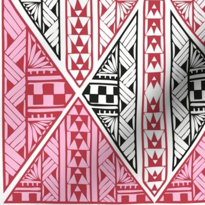 Hawaiian tattoo triangles-red-pink-black