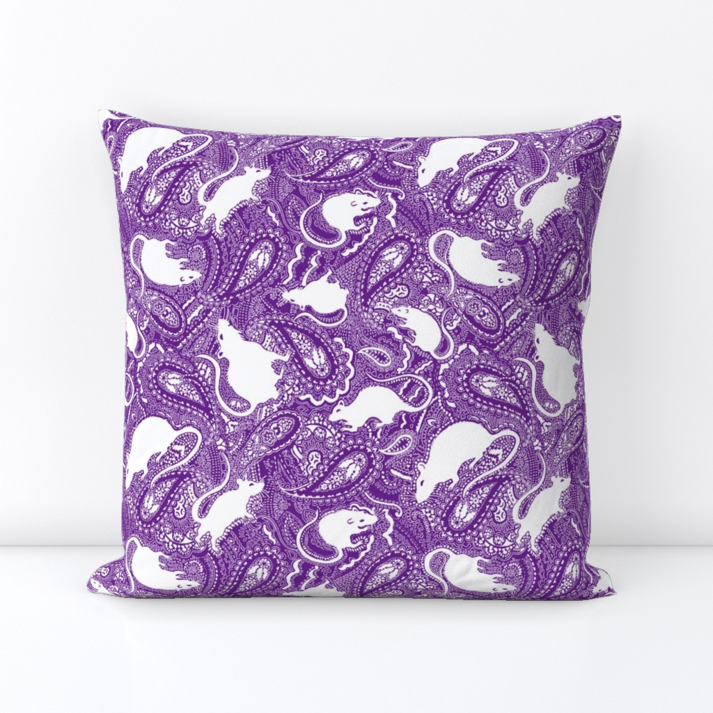 Paisley Rats - medium small - purple white