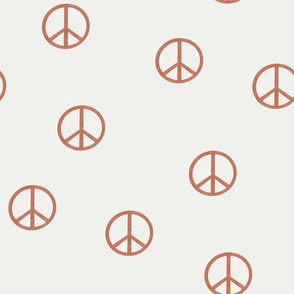 peace sign fabric - apricot sfx1436-  boho hippie fabric, earth toned kids bedding, neutral nursery fabric