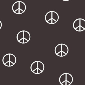 peace sign fabric - coffee sfx1111 -  boho hippie fabric, earth toned kids bedding, neutral nursery fabric