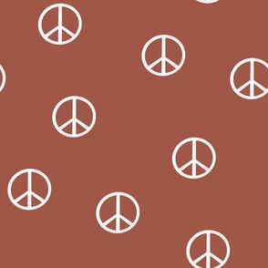 peace sign fabric - clay sfx1441 -  boho hippie fabric, earth toned kids bedding, neutral nursery fabric