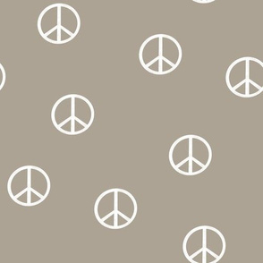 peace sign fabric - taupe sfx0906 -  boho hippie fabric, earth toned kids bedding, neutral nursery fabric