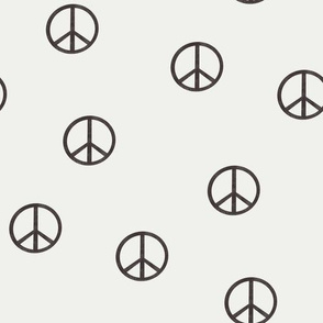 peace sign fabric - coffee sfx1111 -  boho hippie fabric, earth toned kids bedding, neutral nursery fabric