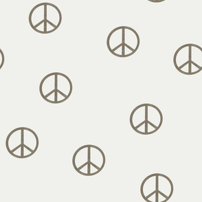 peace sign fabric - fossil sfx1110 -  boho hippie fabric, earth toned kids bedding, neutral nursery fabric