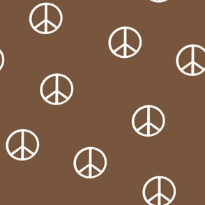 peace sign fabric - toffee sfx1033 -  boho hippie fabric, earth toned kids bedding, neutral nursery fabric
