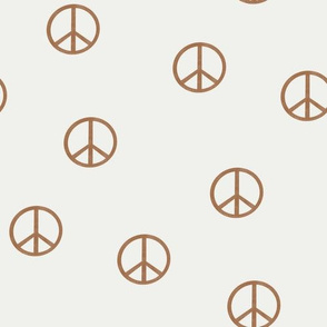 peace sign fabric - pecan sfx1336 -  boho hippie fabric, earth toned kids bedding, neutral nursery fabric