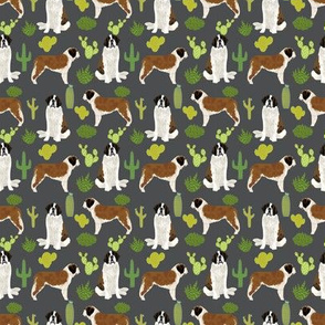 SMALL - Saint Bernard dog breed pattern fabric cactus cacti 2
