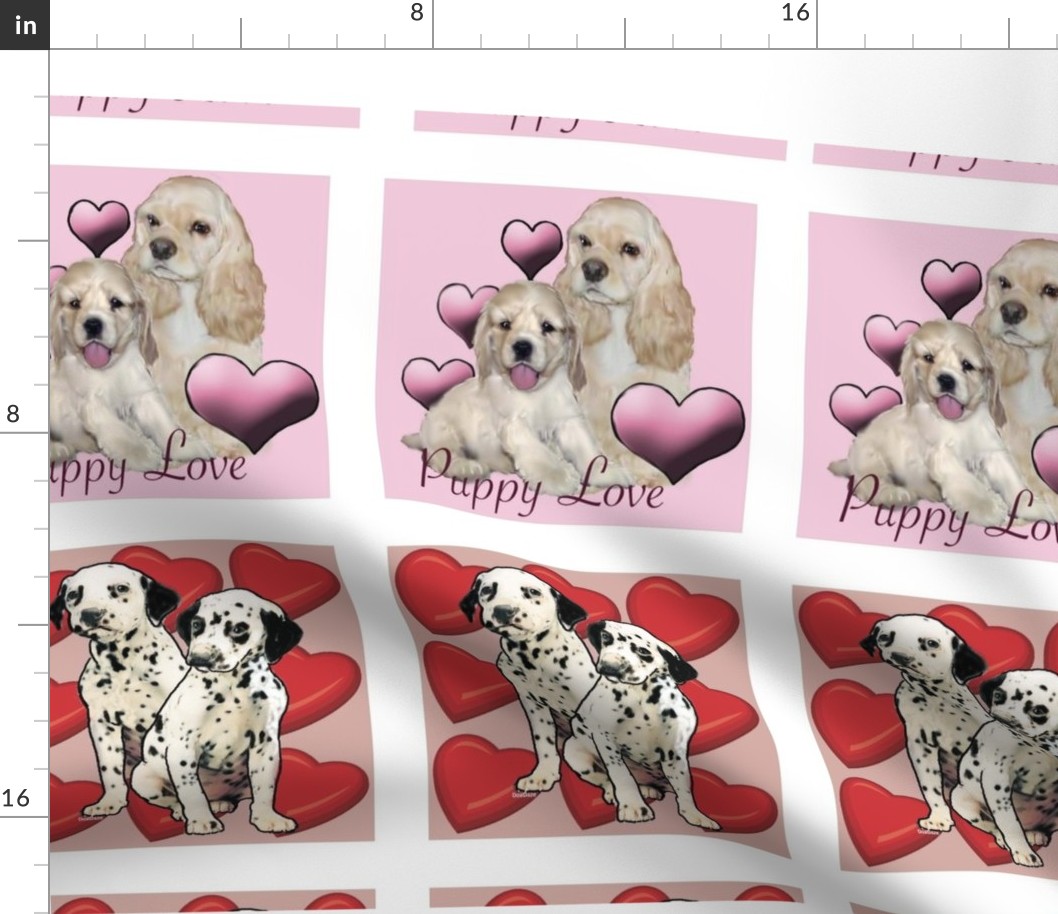 Puppy Love Valentines day quilt squares