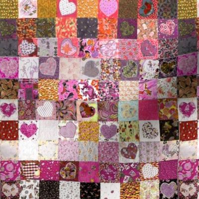 heart quilt, lots of squares, miniature scale