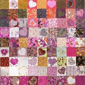 heart quilt, lots of squares, miniature scale