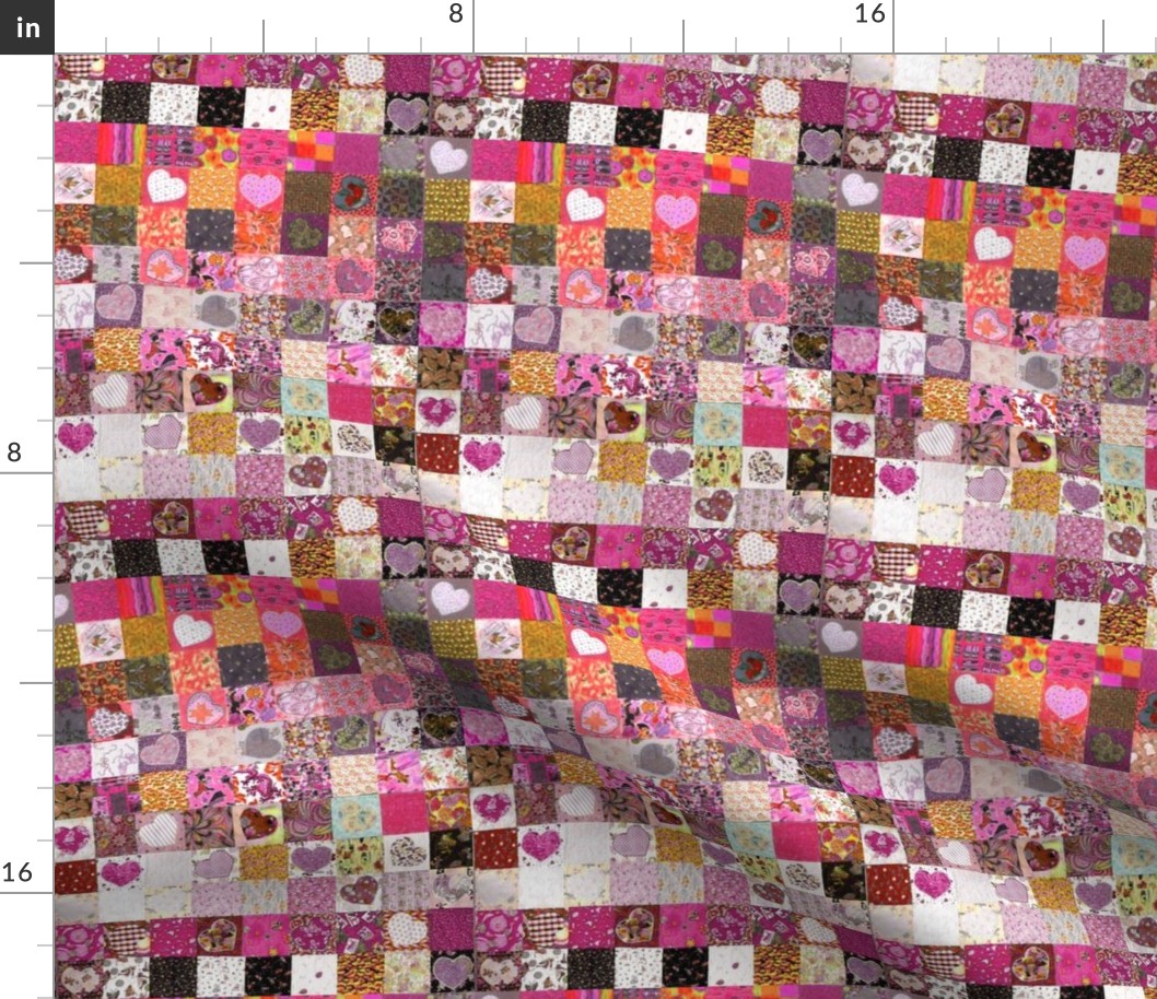 heart quilt, lots of squares, miniature scale