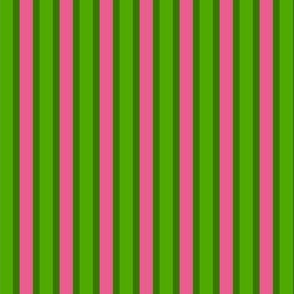 Bitter and Sweet Vertical Stripes (#3) of Narrow Ribbons of Lime Shadows with Tangy Lime and Cherry Pink Delight - Large Scale