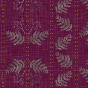 Susanna linen and ferns - magenta