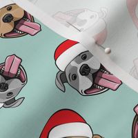 Christmas Pit bulls - Santa hats - pitties - mint toss - Christmas dogs - LAD19