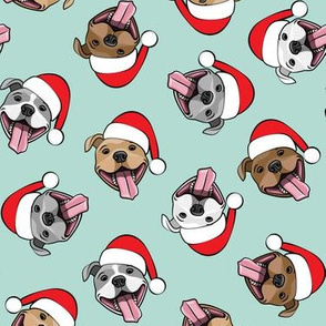 Christmas Pit bulls - Santa hats - pitties - mint toss - Christmas dogs - LAD19