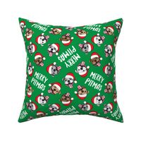 Merry Pitmas - pit bull Santa hats - pitties - green toss - Christmas dogs - LAD19