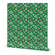 Merry Pitmas - pit bull Santa hats - pitties - green toss - Christmas dogs - LAD19