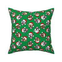 Christmas Pit bulls - Santa hats - pitties - green toss - Christmas dogs - LAD19