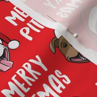 Merry Pitmas - pit bull Santa hats - pitties - red - Christmas dogs - LAD19