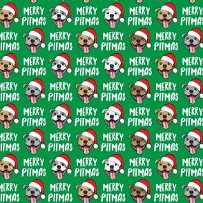 (3/4" scale) Merry Pitmas - pit bull Santa hats - pitties - green - Christmas dogs - LAD19