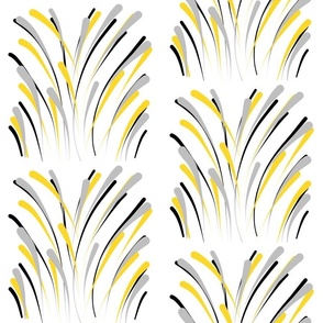 Art Deco Fireworks - gold, silver & black on white