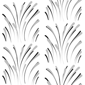 Art Deco Fireworks - silver & black on white