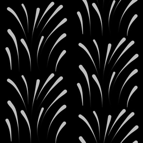 Art Deco Fireworks - silver on black