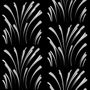 Art Deco Fireworks - silver & white on black